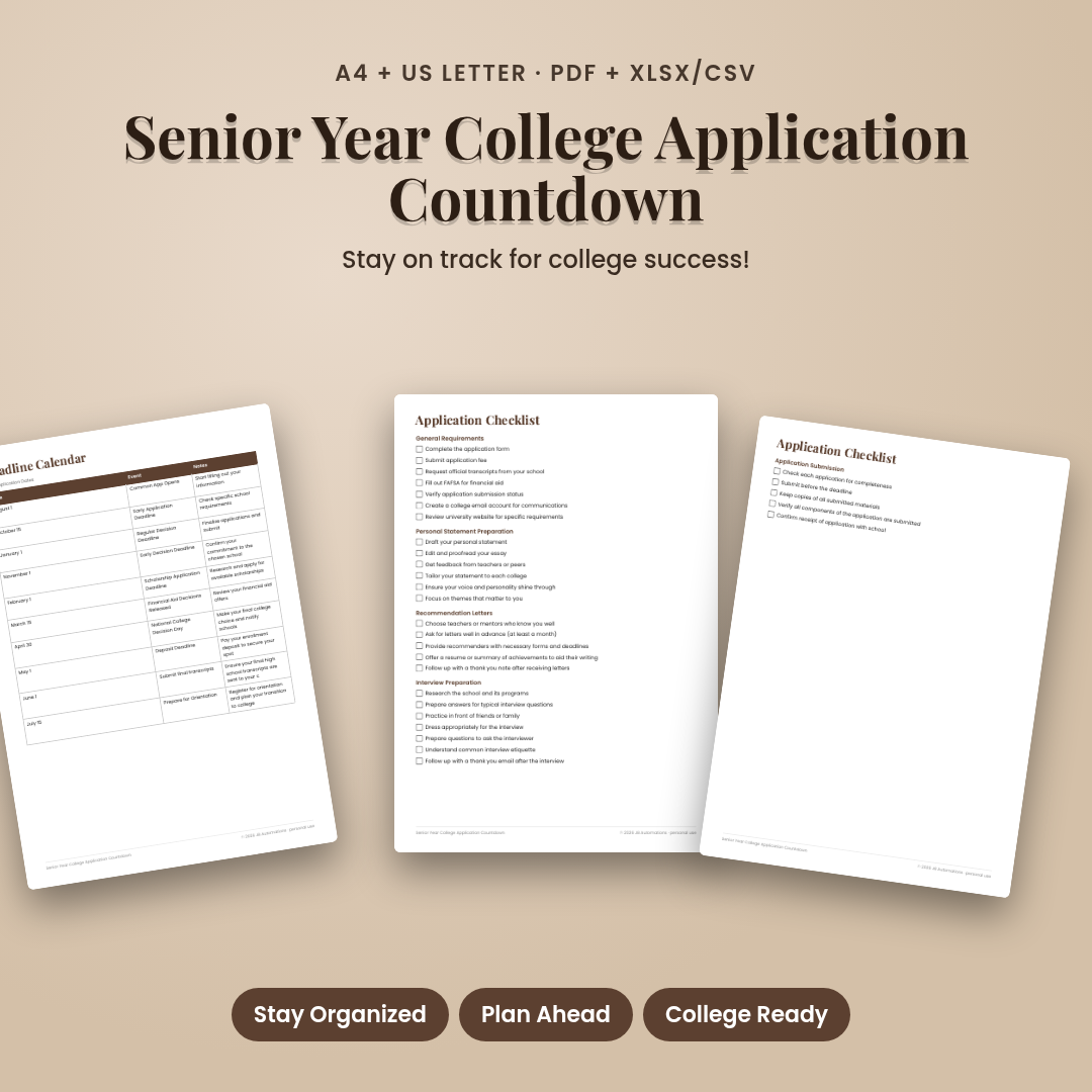 Senior Year College Application Countdown