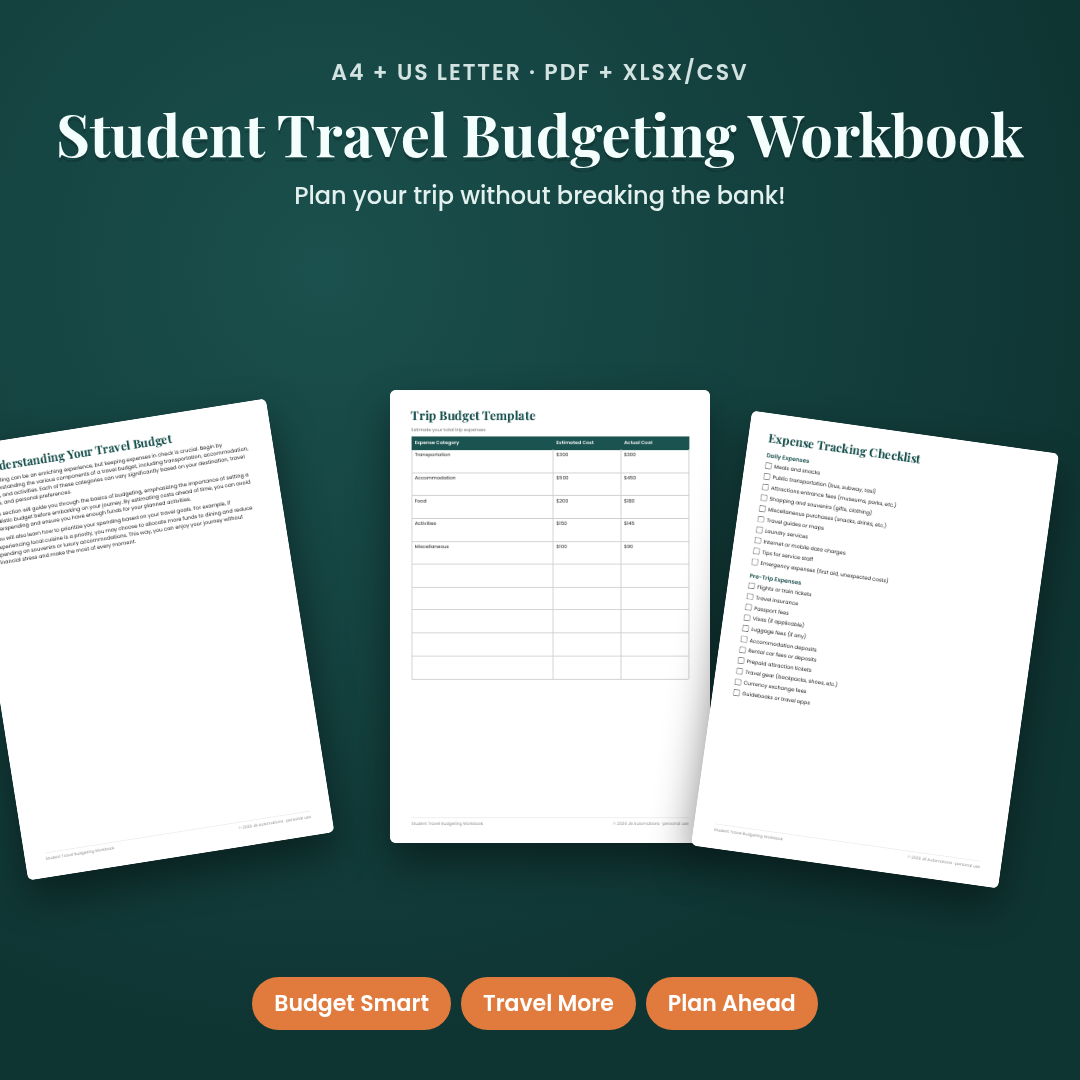 Student Travel Budgeting Workbook