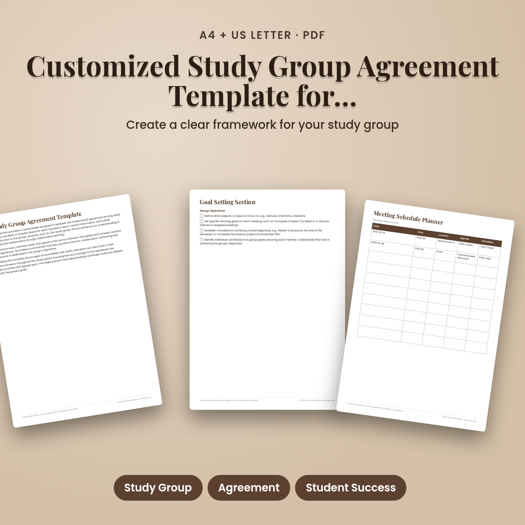 Customized Study Group Agreement Template for Students