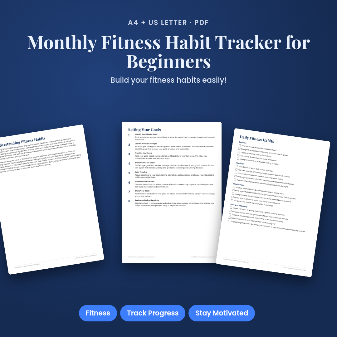 Monthly Fitness Habit Tracker for Beginners