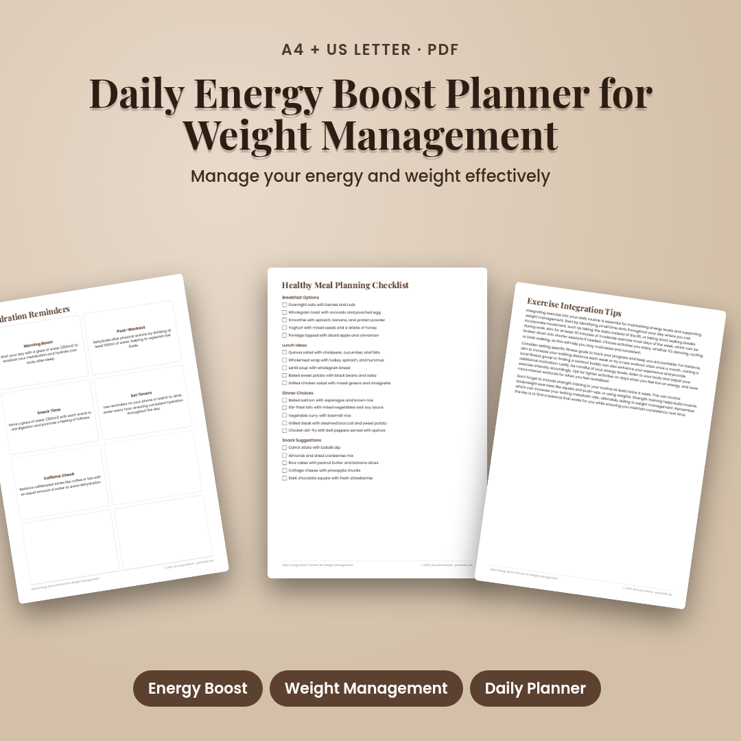 Daily Energy Boost Planner for Weight Management