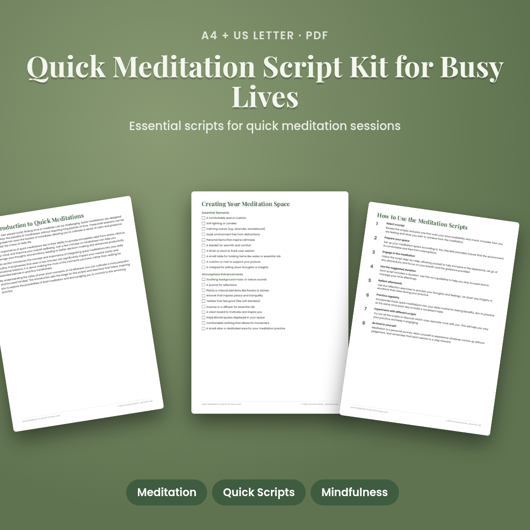 Quick Meditation Script Kit for Busy Lives