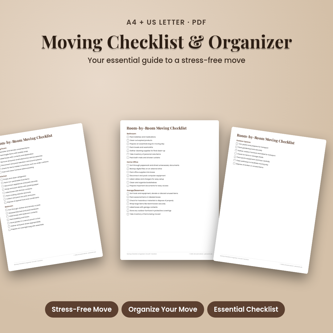Moving Checklist & Organizer: Smooth Transition