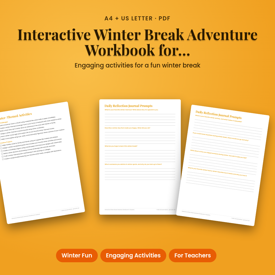 Interactive Winter Break Adventure Workbook for Students