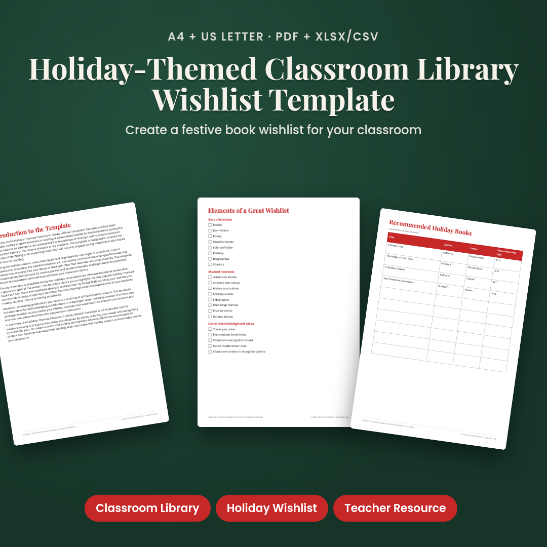 Holiday-Themed Classroom Library Wishlist Template
