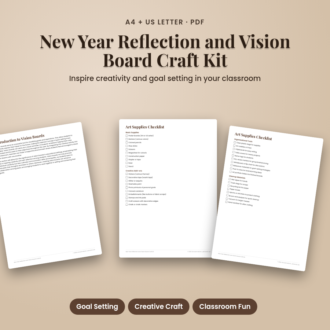 New Year Reflection and Vision Board Craft Kit