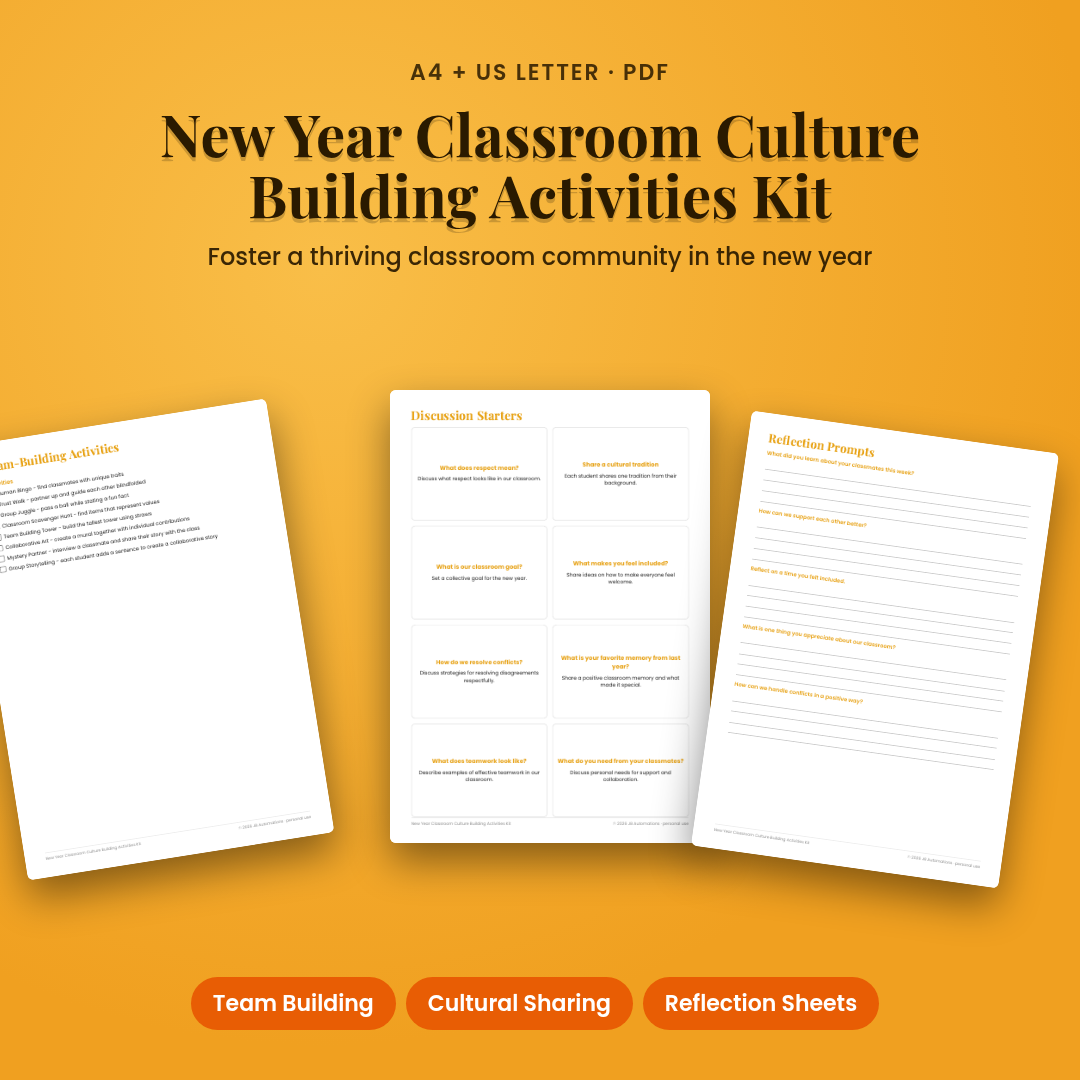 New Year Classroom Culture Building Activities Kit