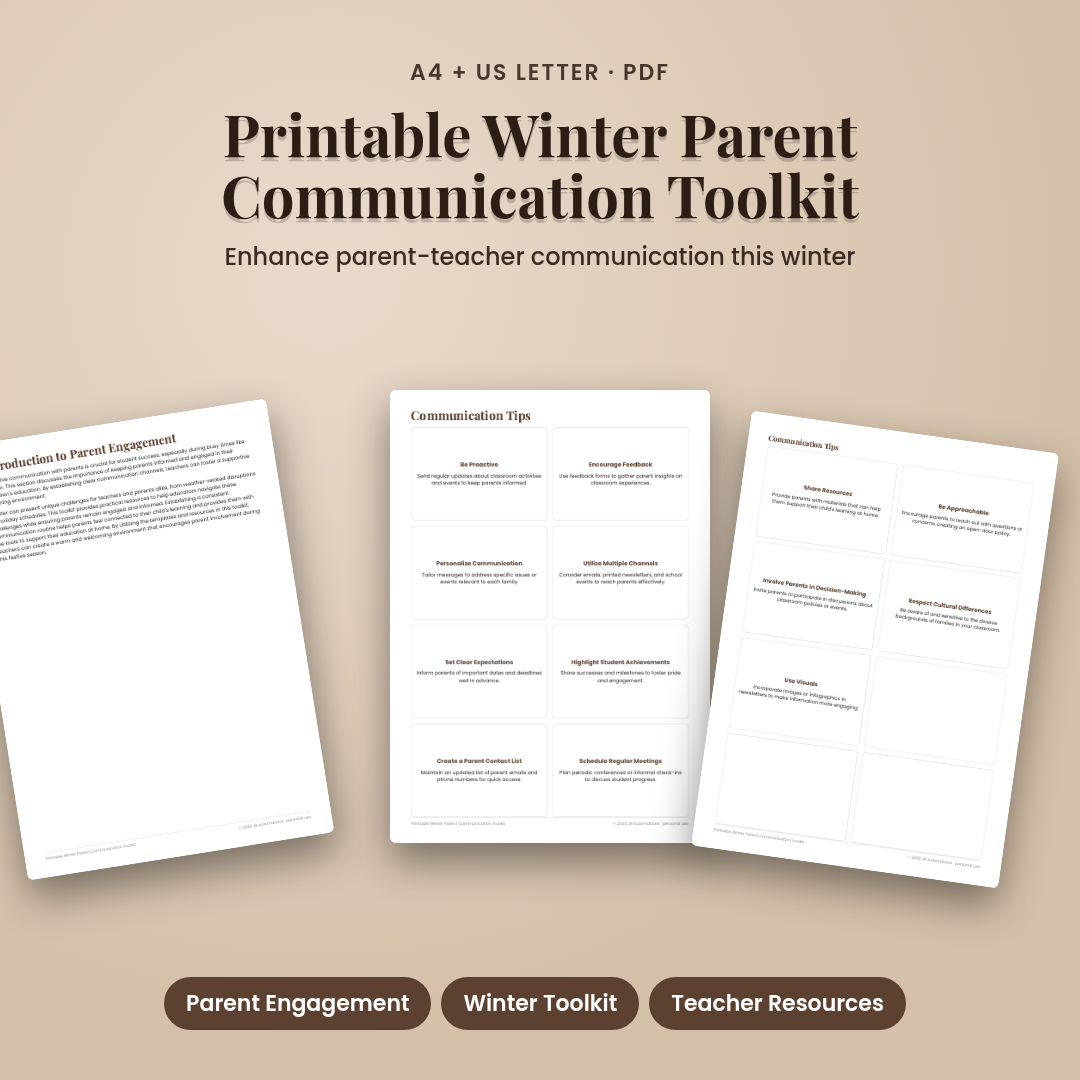 Printable Winter Parent Communication Toolkit
