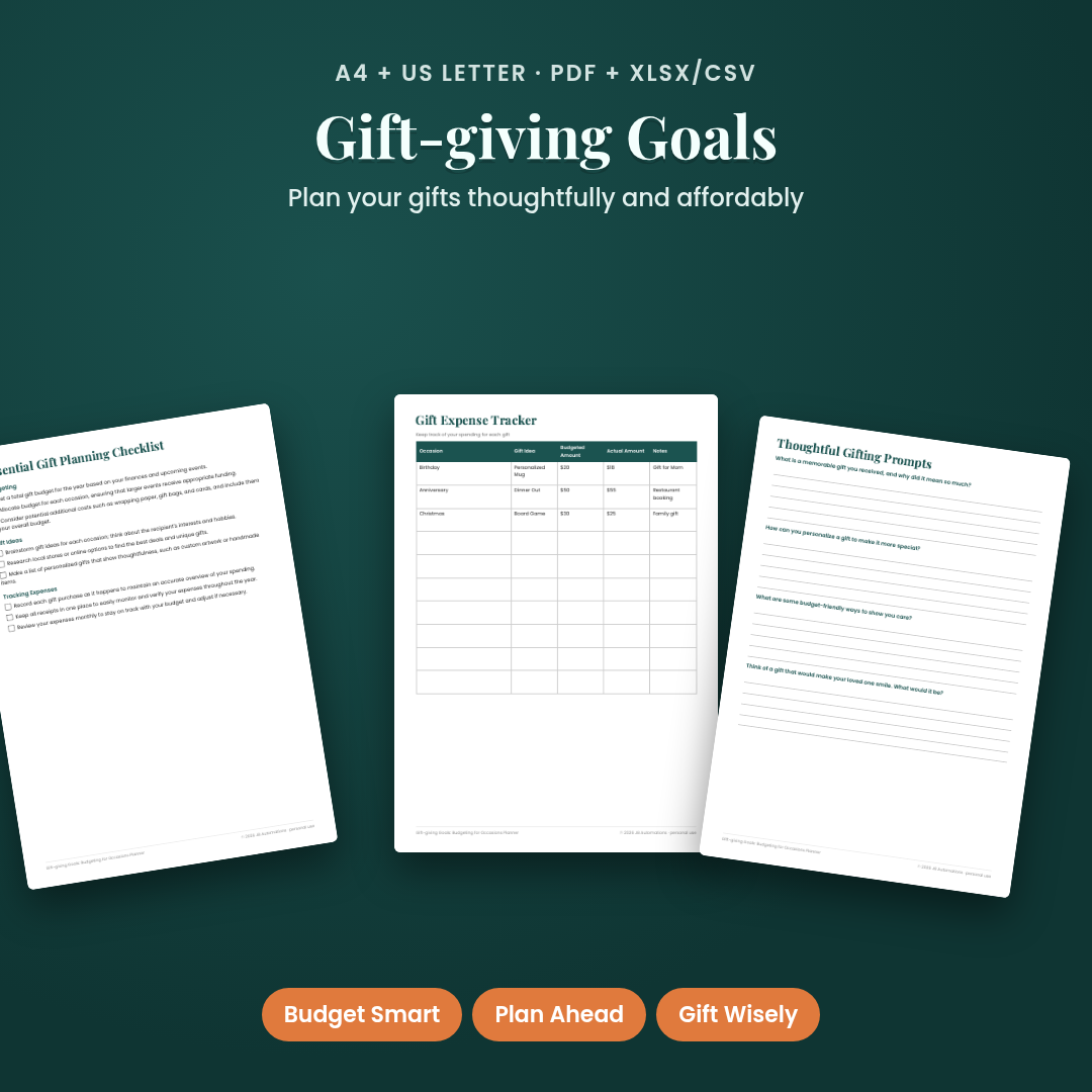Gift-giving Goals: Budgeting for Occasions Planner