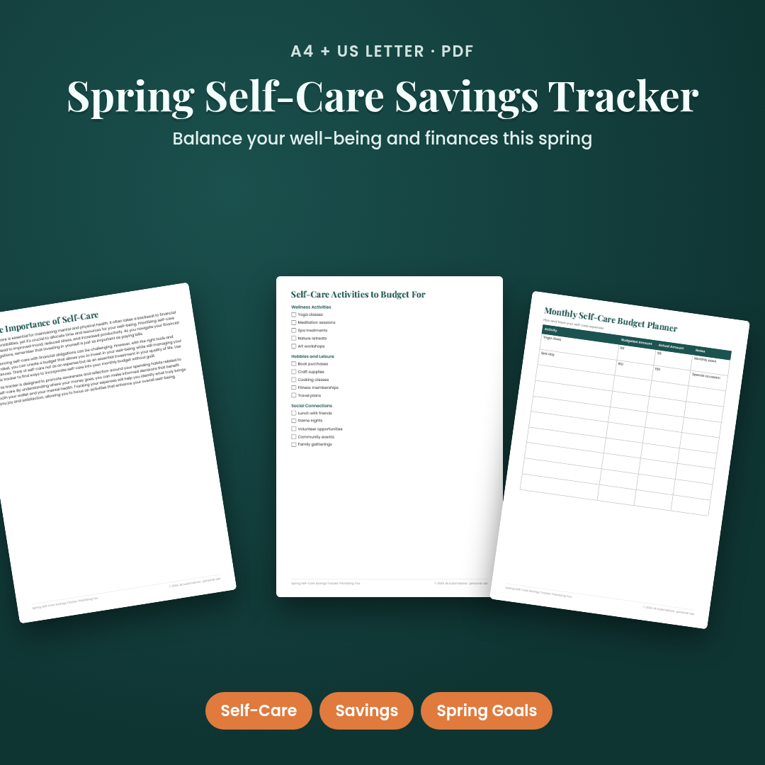 Spring Self-Care Savings Tracker: Prioritizing You
