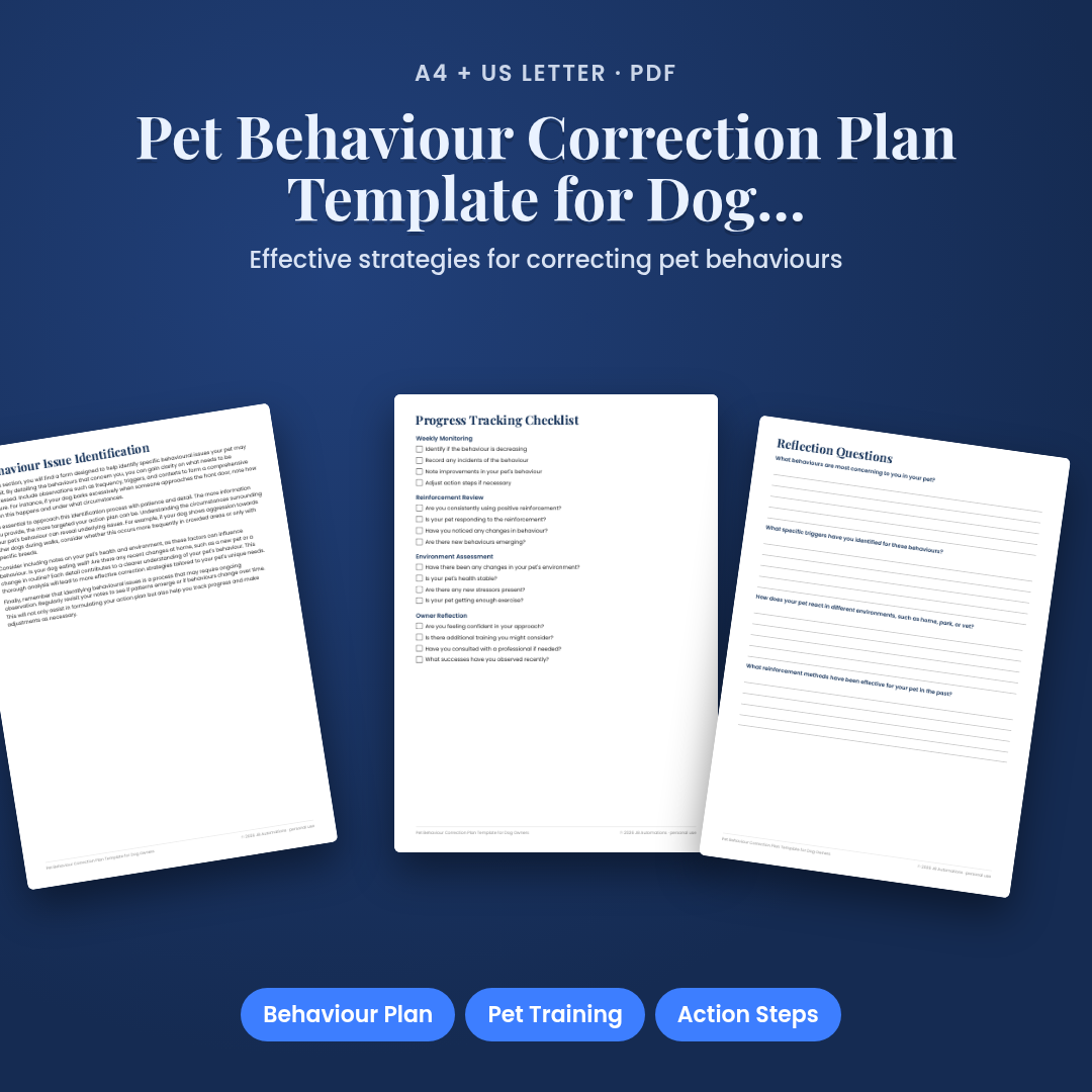 Pet Behaviour Correction Plan Template for Dog Owners
