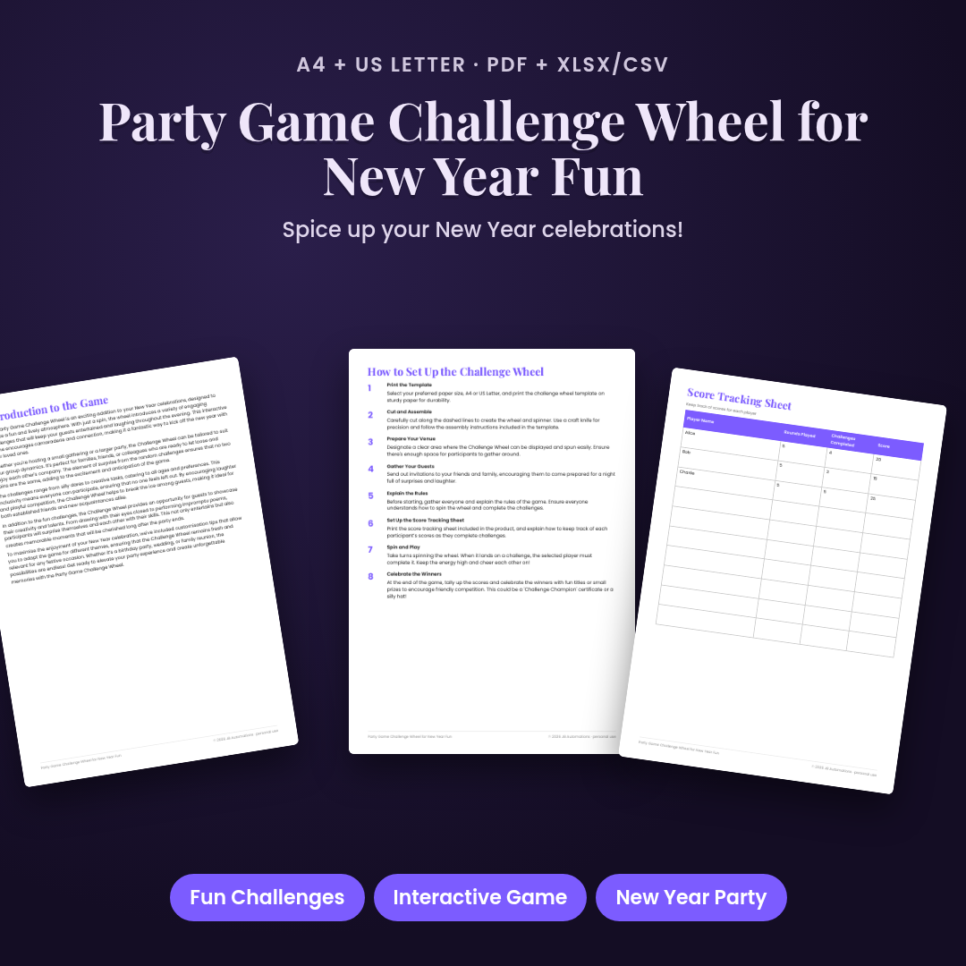 Party Game Challenge Wheel for New Year Fun