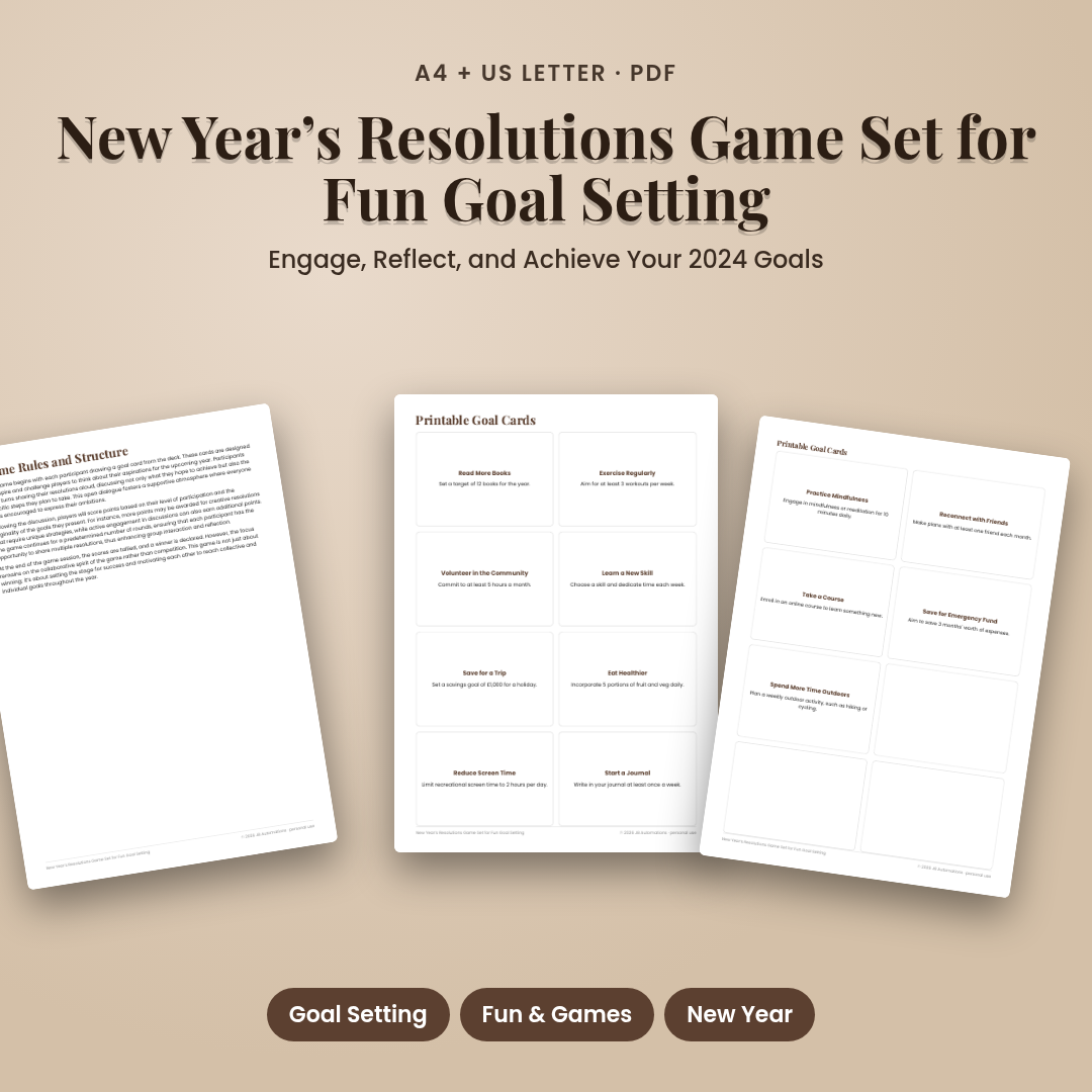 New Year’s Resolutions Game Set for Fun Goal Setting