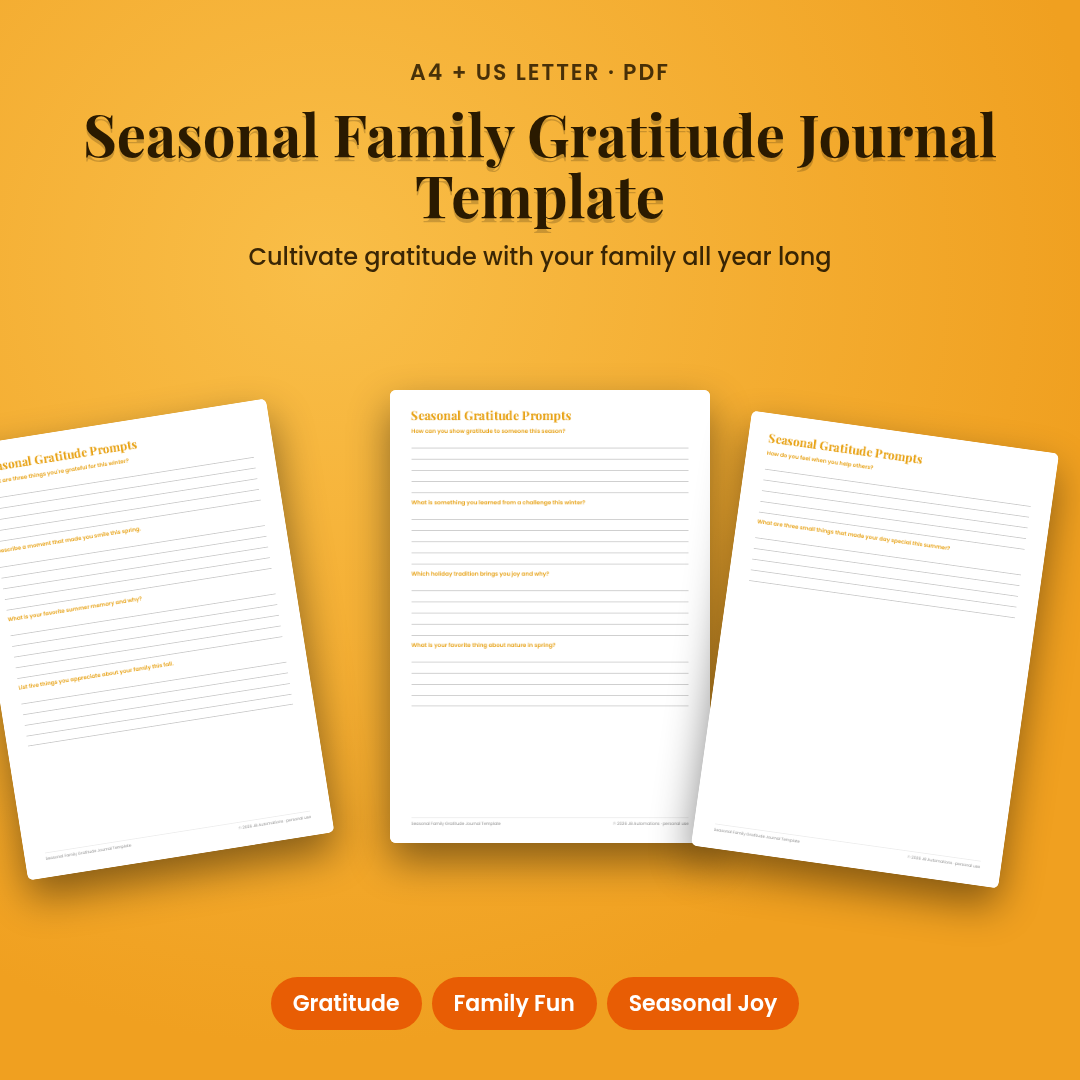 Seasonal Family Gratitude Journal Template