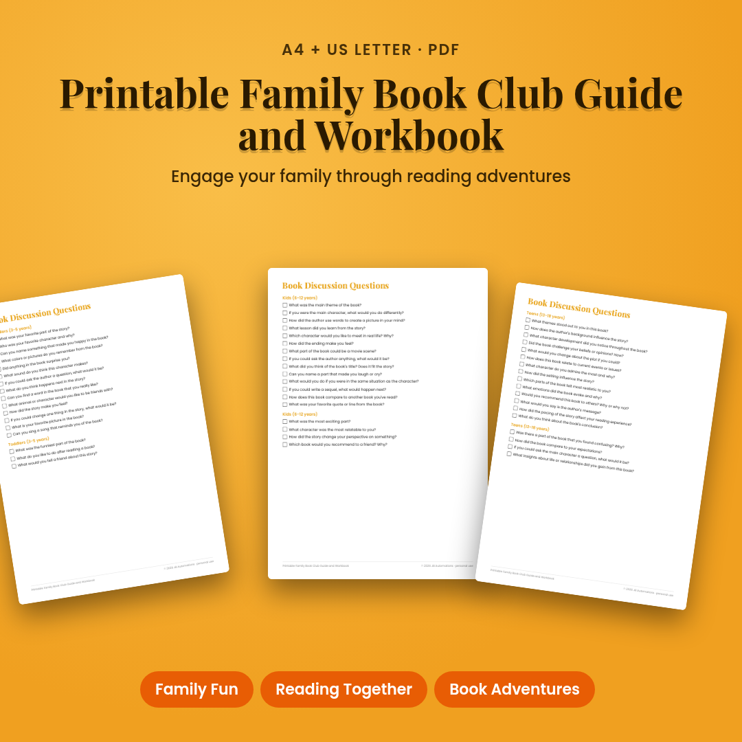 Printable Family Book Club Guide and Workbook