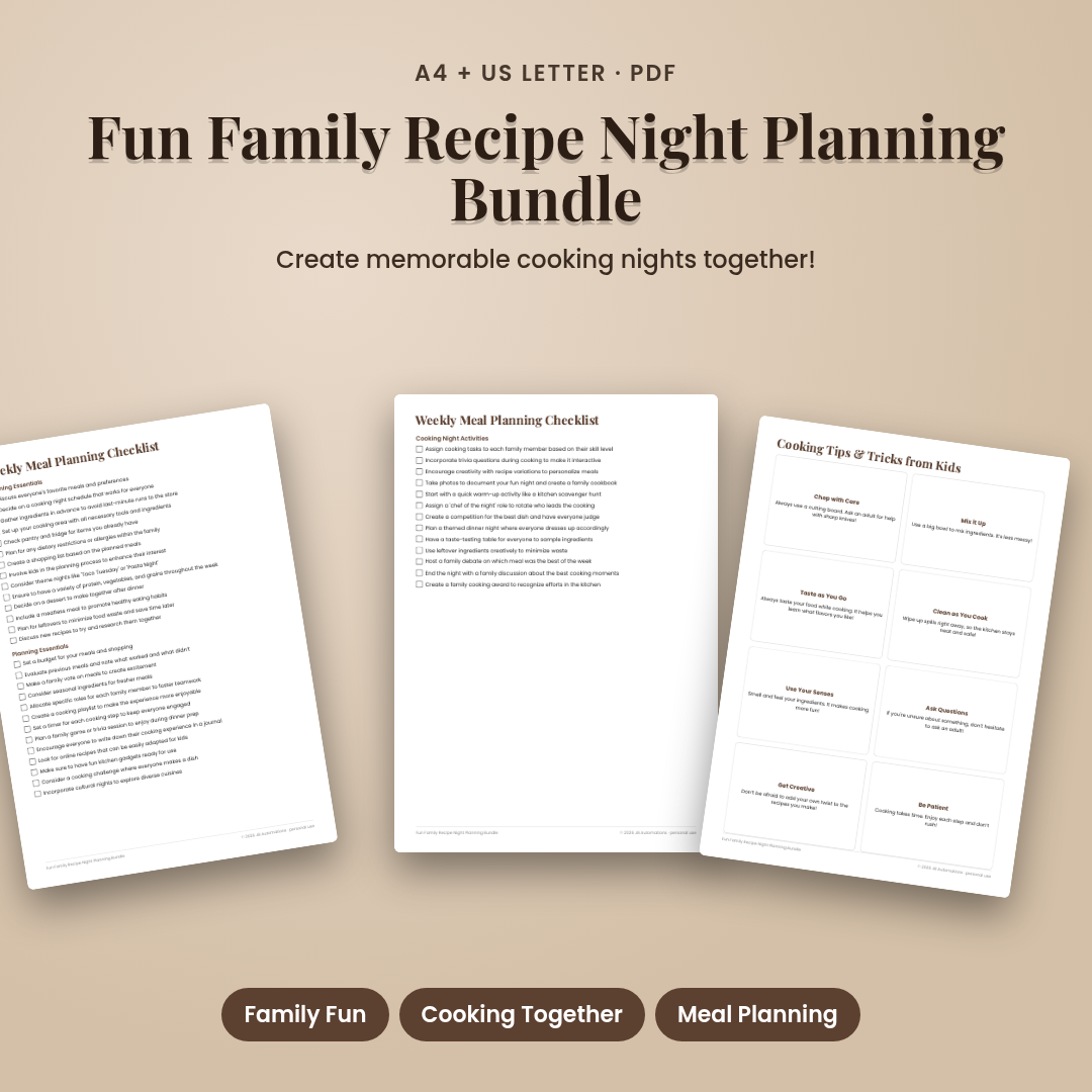 Fun Family Recipe Night Planning Bundle