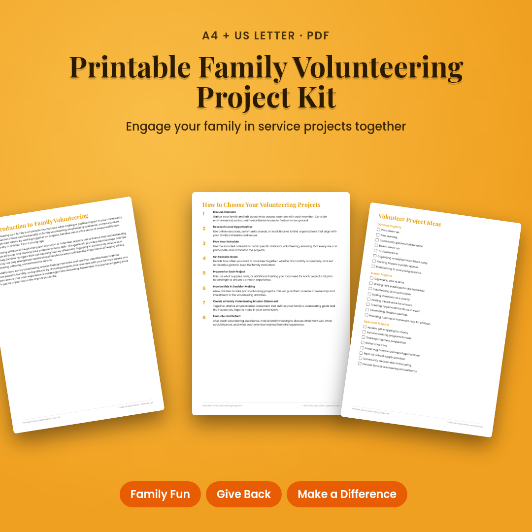 Printable Family Volunteering Project Kit