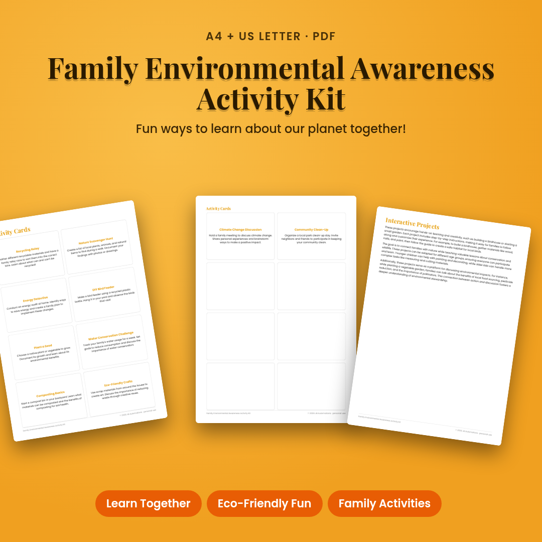 Family Environmental Awareness Activity Kit