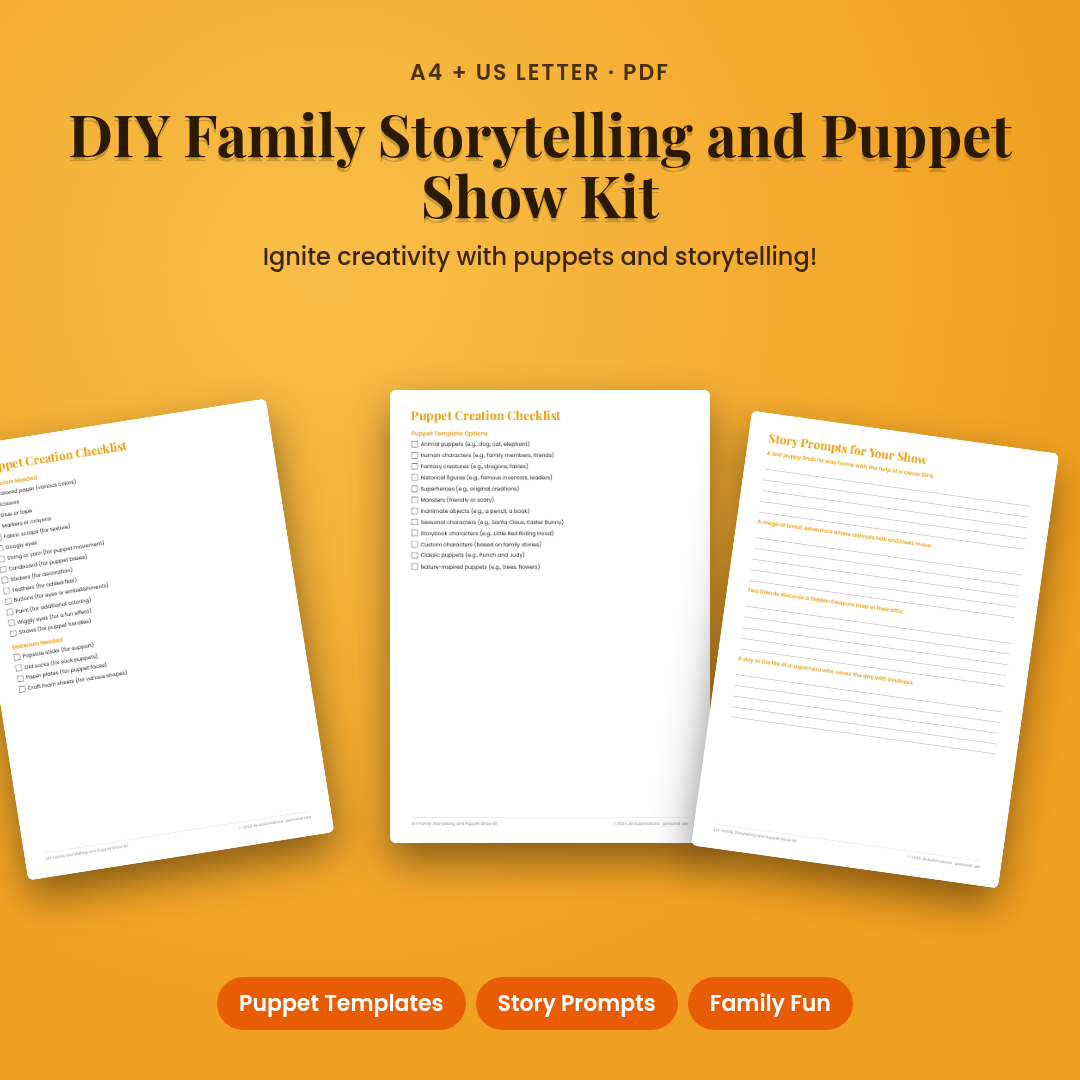 DIY Family Storytelling and Puppet Show Kit