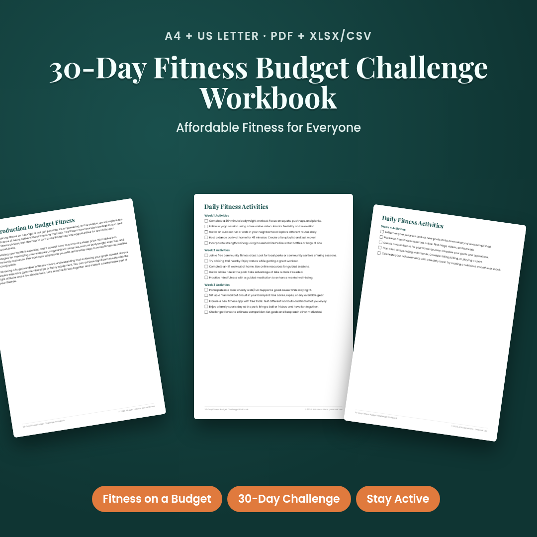 30-Day Fitness Budget Challenge Workbook
