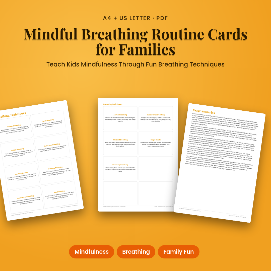 Mindful Breathing Routine Cards for Families