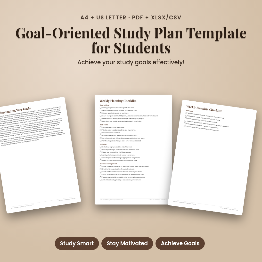 Goal-Oriented Study Plan Template for Students