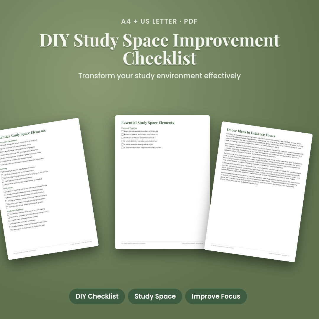 DIY Study Space Improvement Checklist