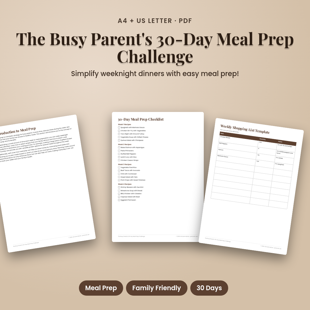 The Busy Parent's 30-Day Meal Prep Challenge