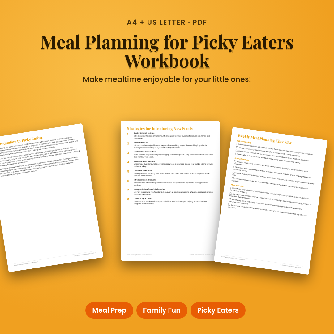 Meal Planning for Picky Eaters Workbook