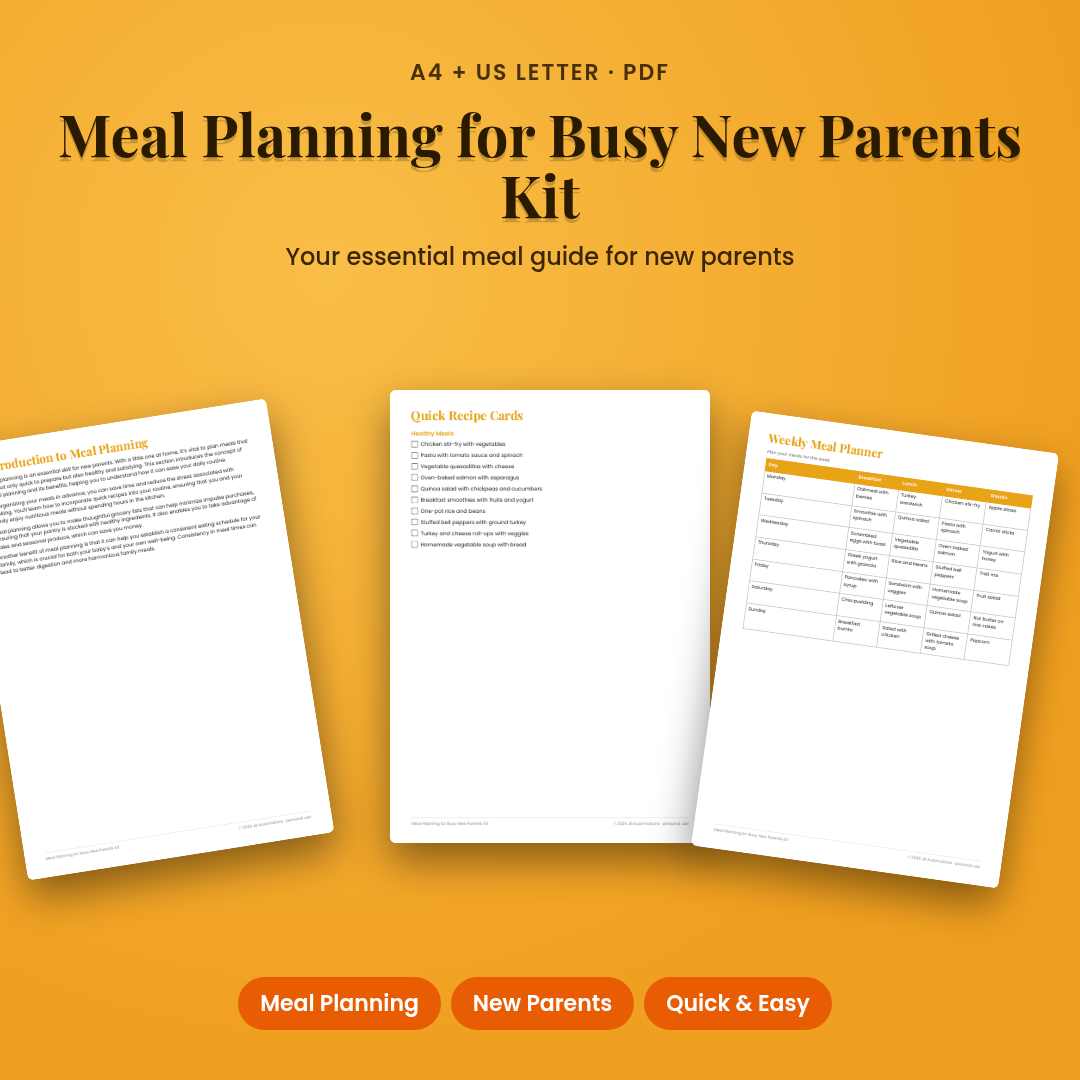 Meal Planning for Busy New Parents Kit