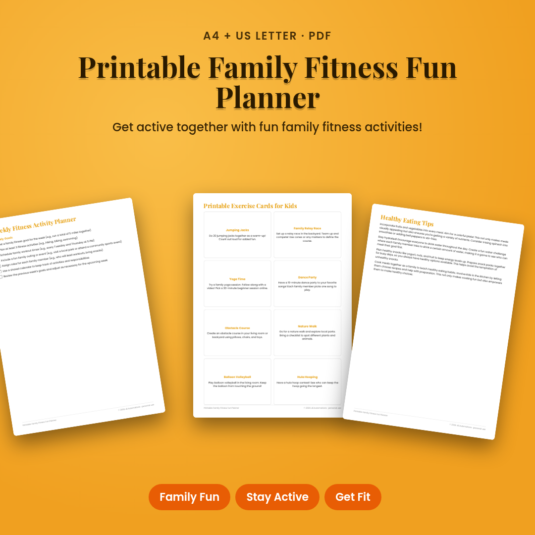 Printable Family Fitness Fun Planner