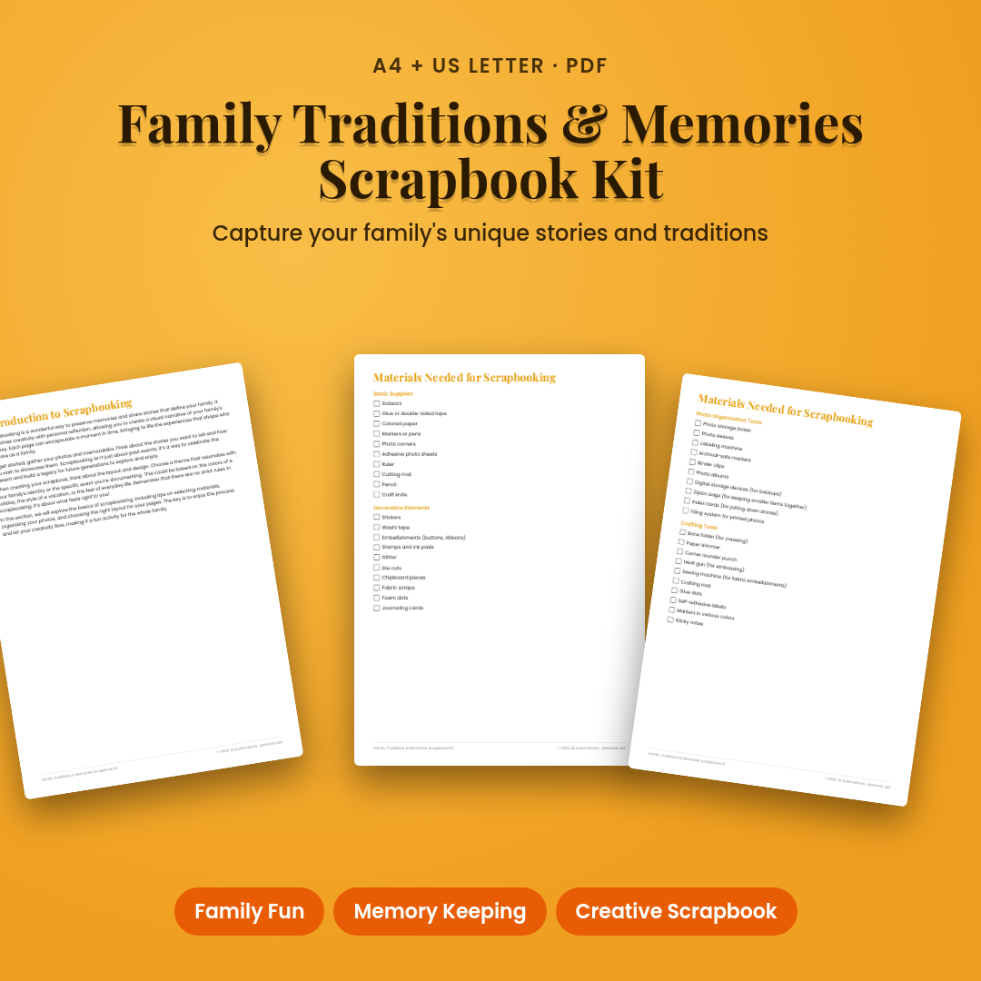 Family Traditions &amp; Memories Scrapbook Kit