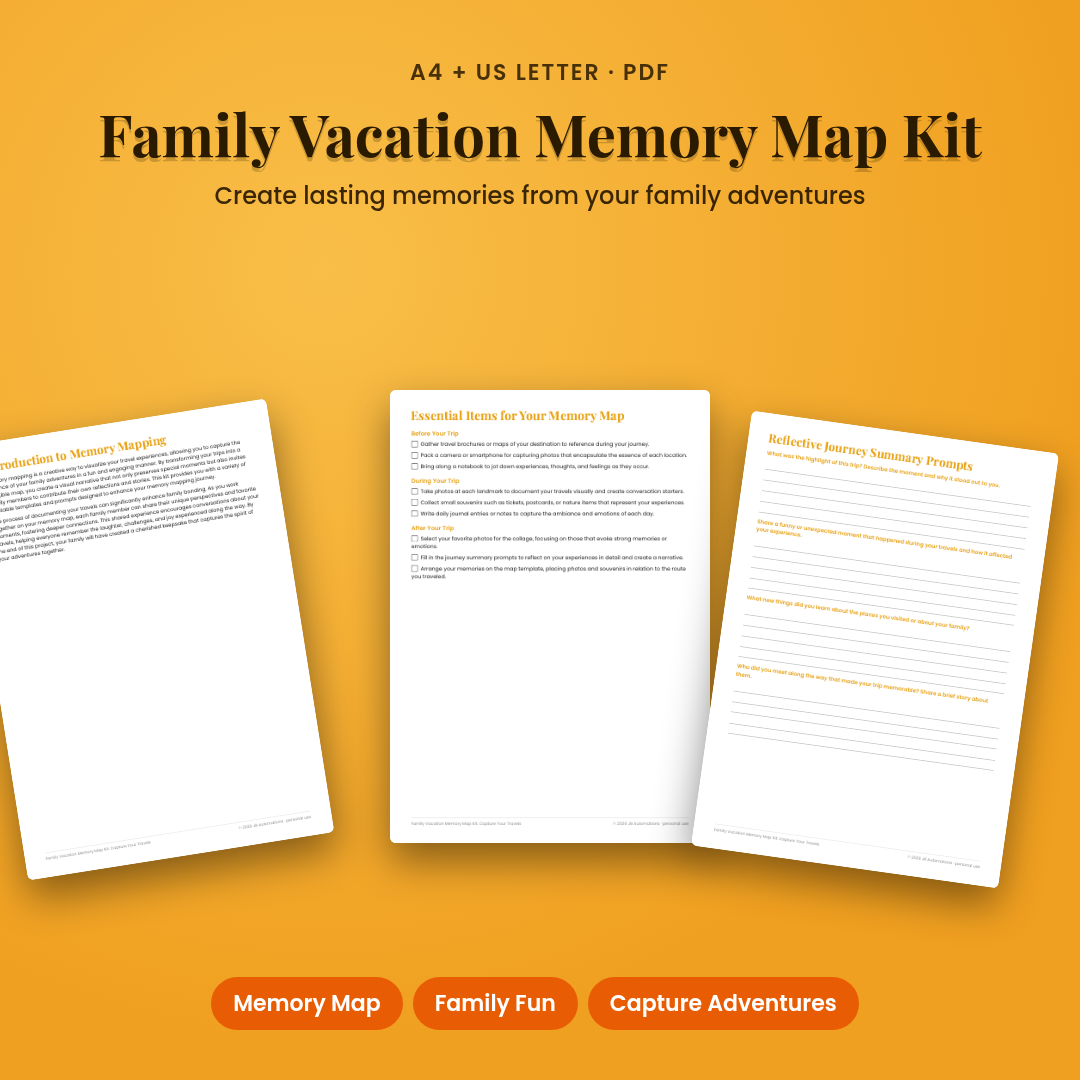 Family Vacation Memory Map Kit: Capture Your Travels
