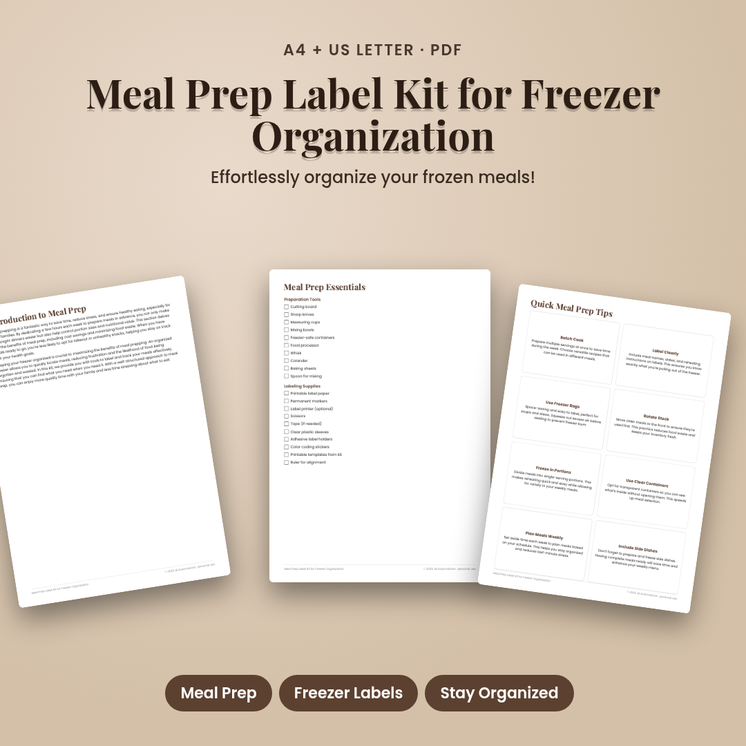 Meal Prep Label Kit for Freezer Organization