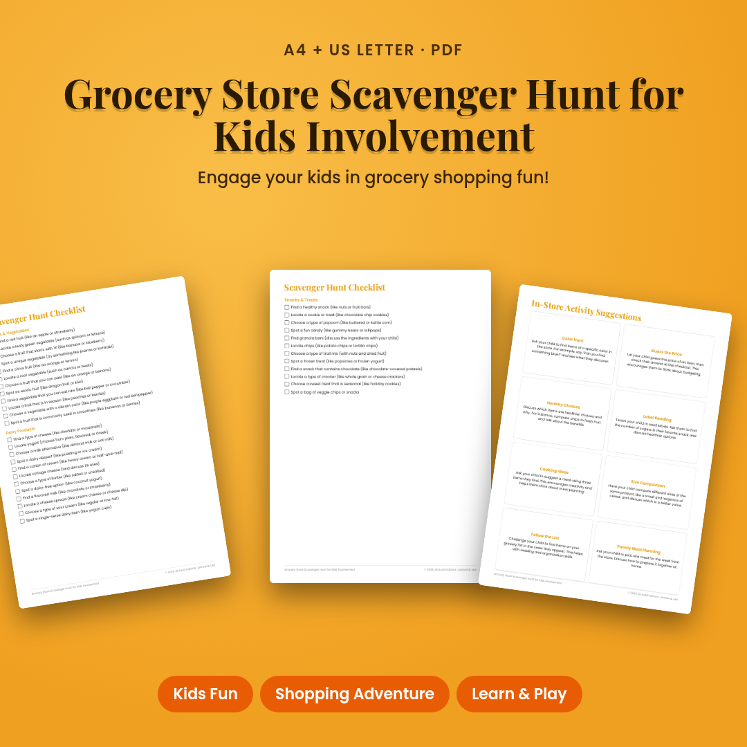 Grocery Store Scavenger Hunt for Kids Involvement