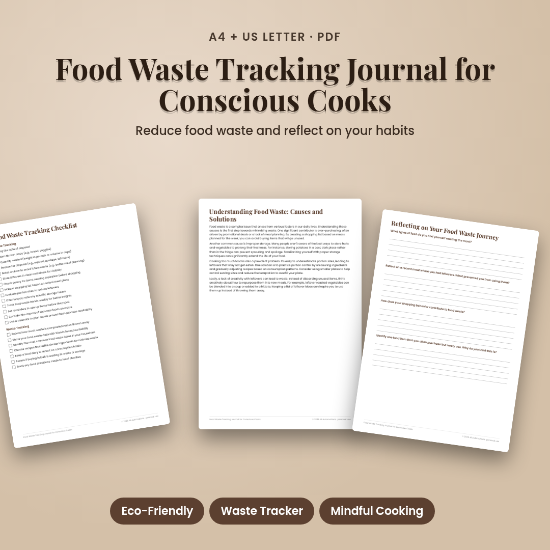Food Waste Tracking Journal for Conscious Cooks