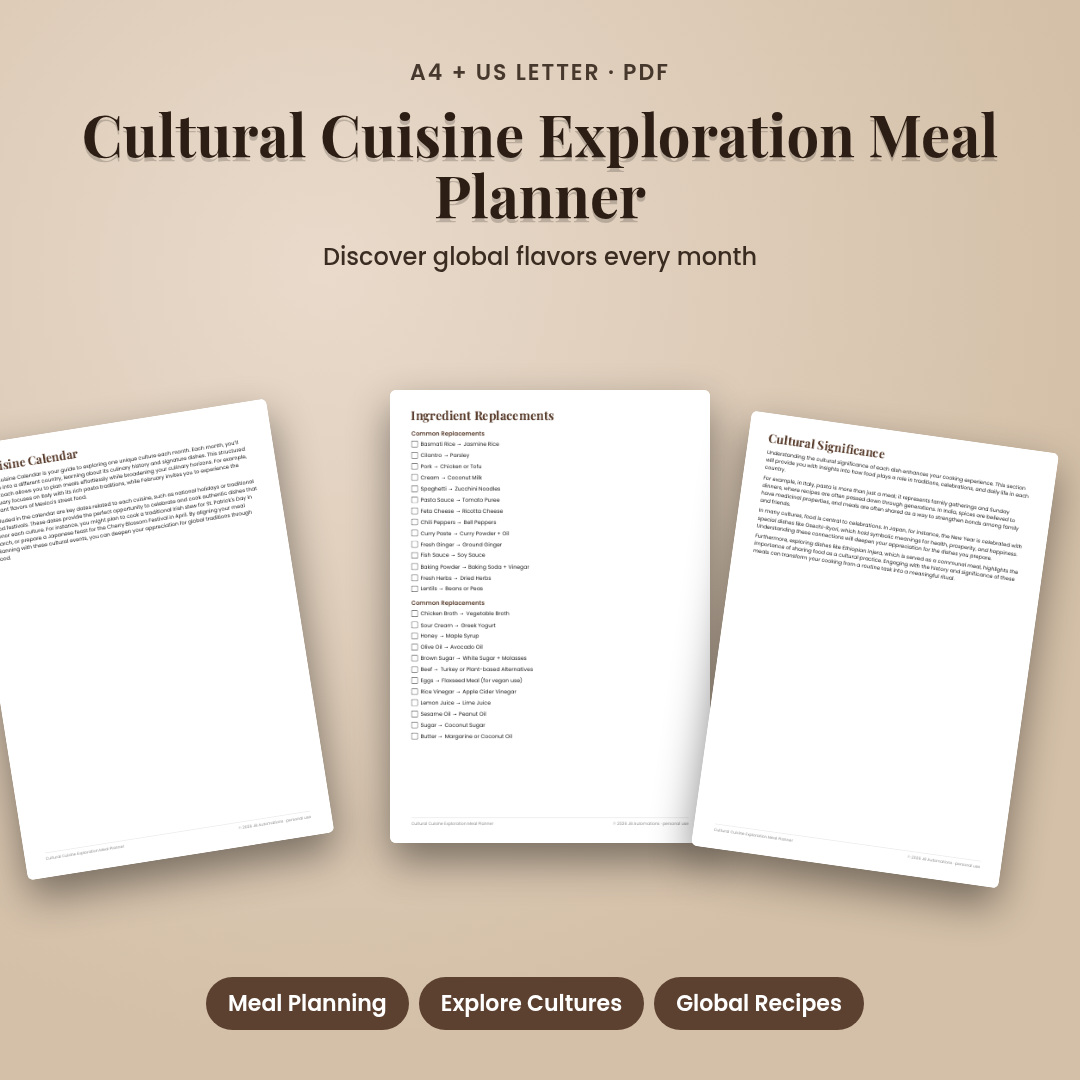 Cultural Cuisine Exploration Meal Planner