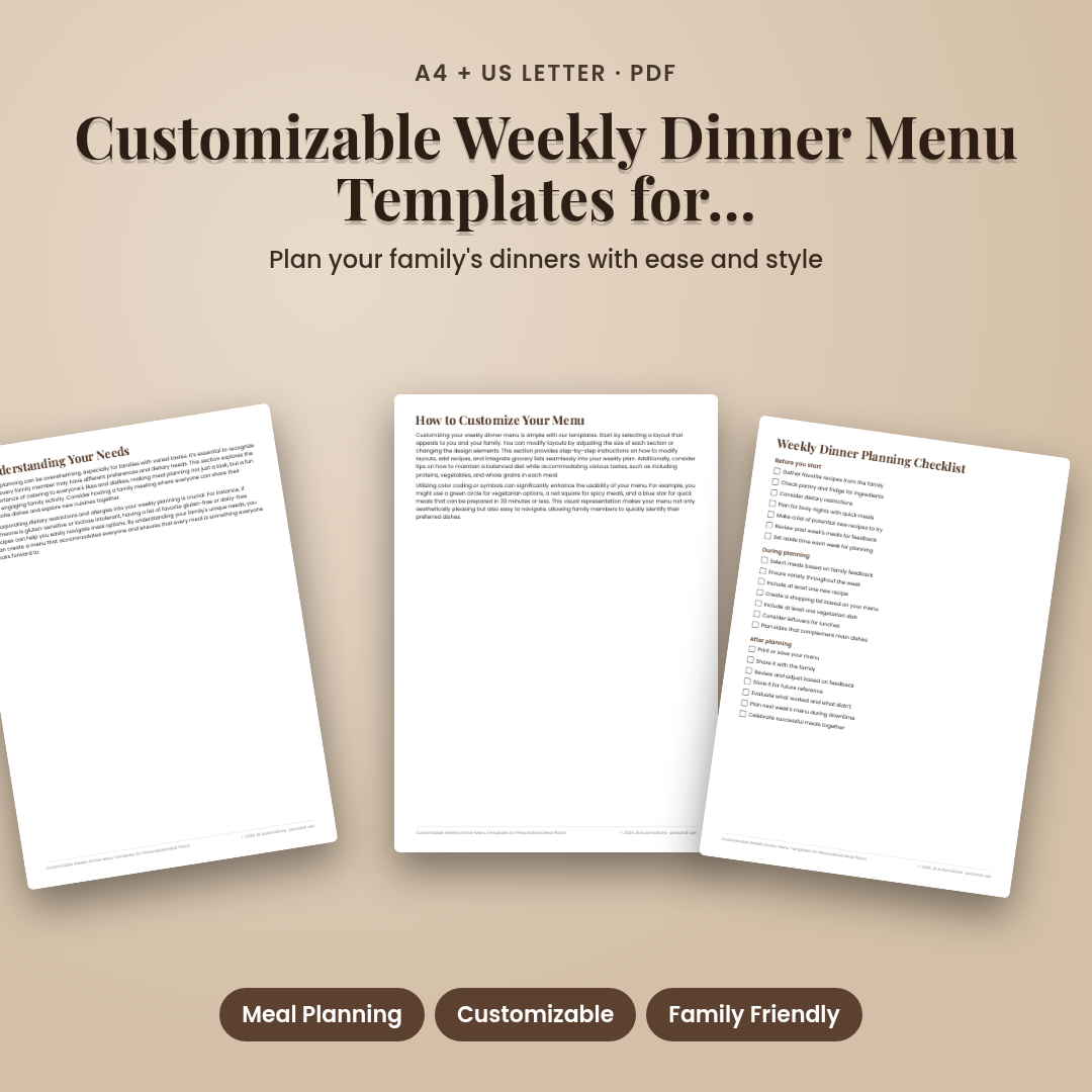 Customizable Weekly Dinner Menu Templates for Personalized Meal Planning