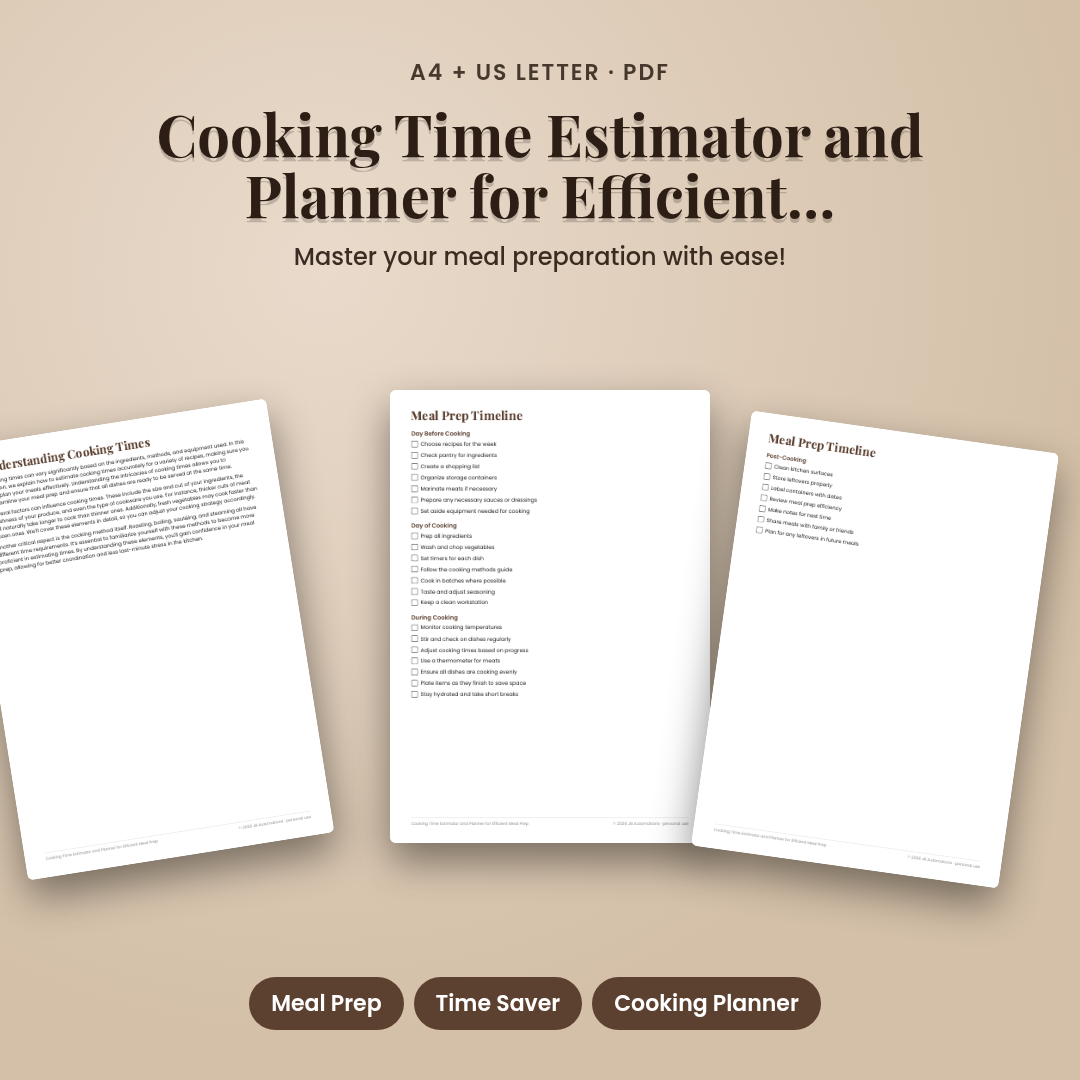 Cooking Time Estimator and Planner for Efficient Meal Prep