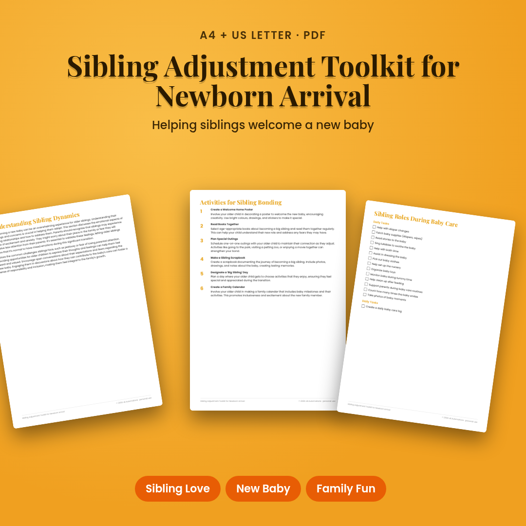 Sibling Adjustment Toolkit for Newborn Arrival