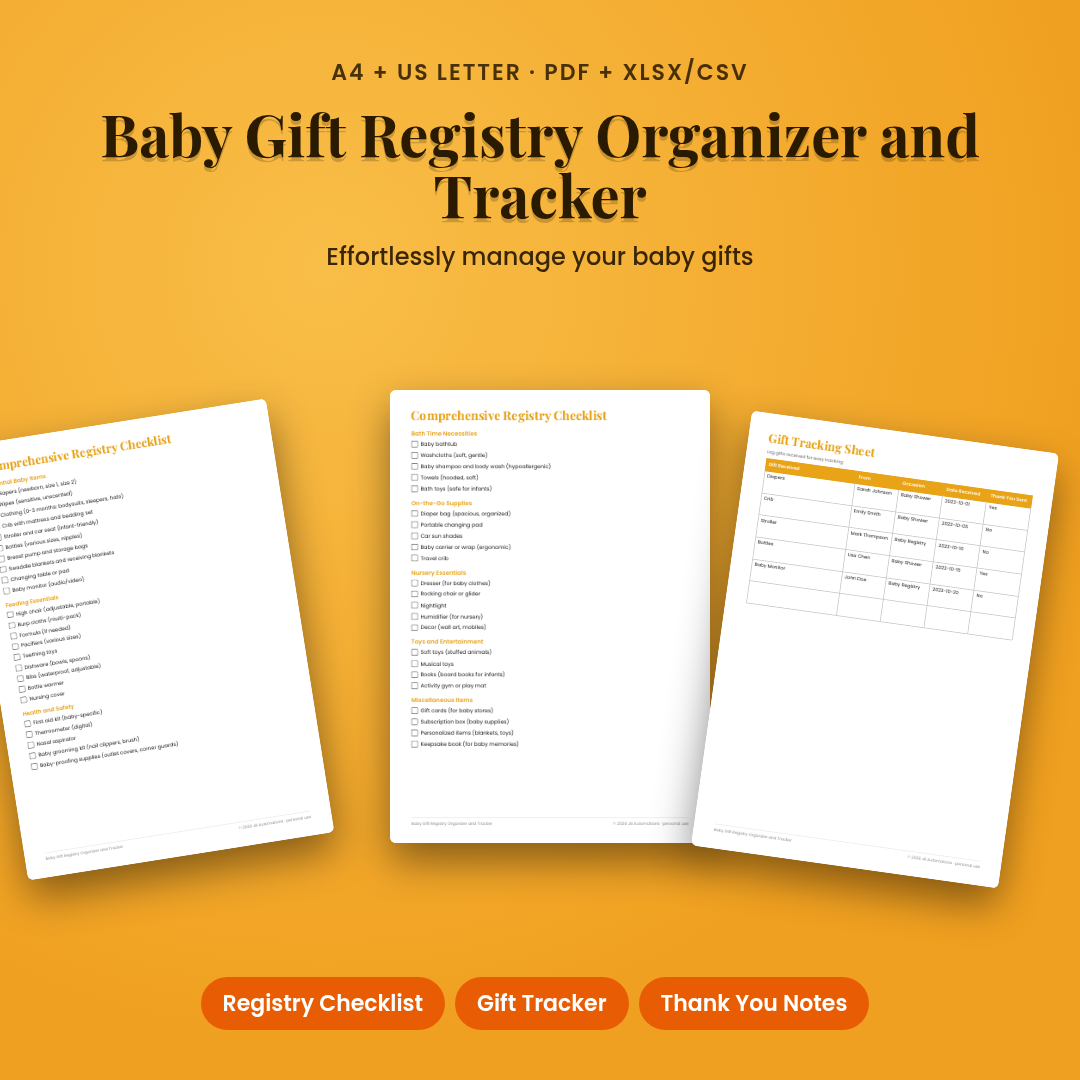 Baby Gift Registry Organizer and Tracker