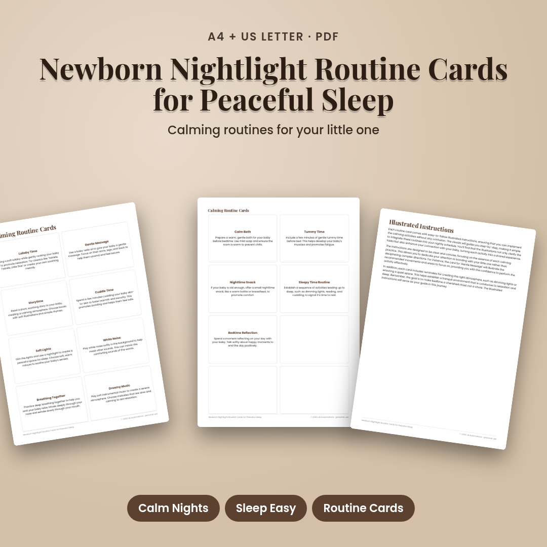 Newborn Nightlight Routine Cards for Peaceful Sleep