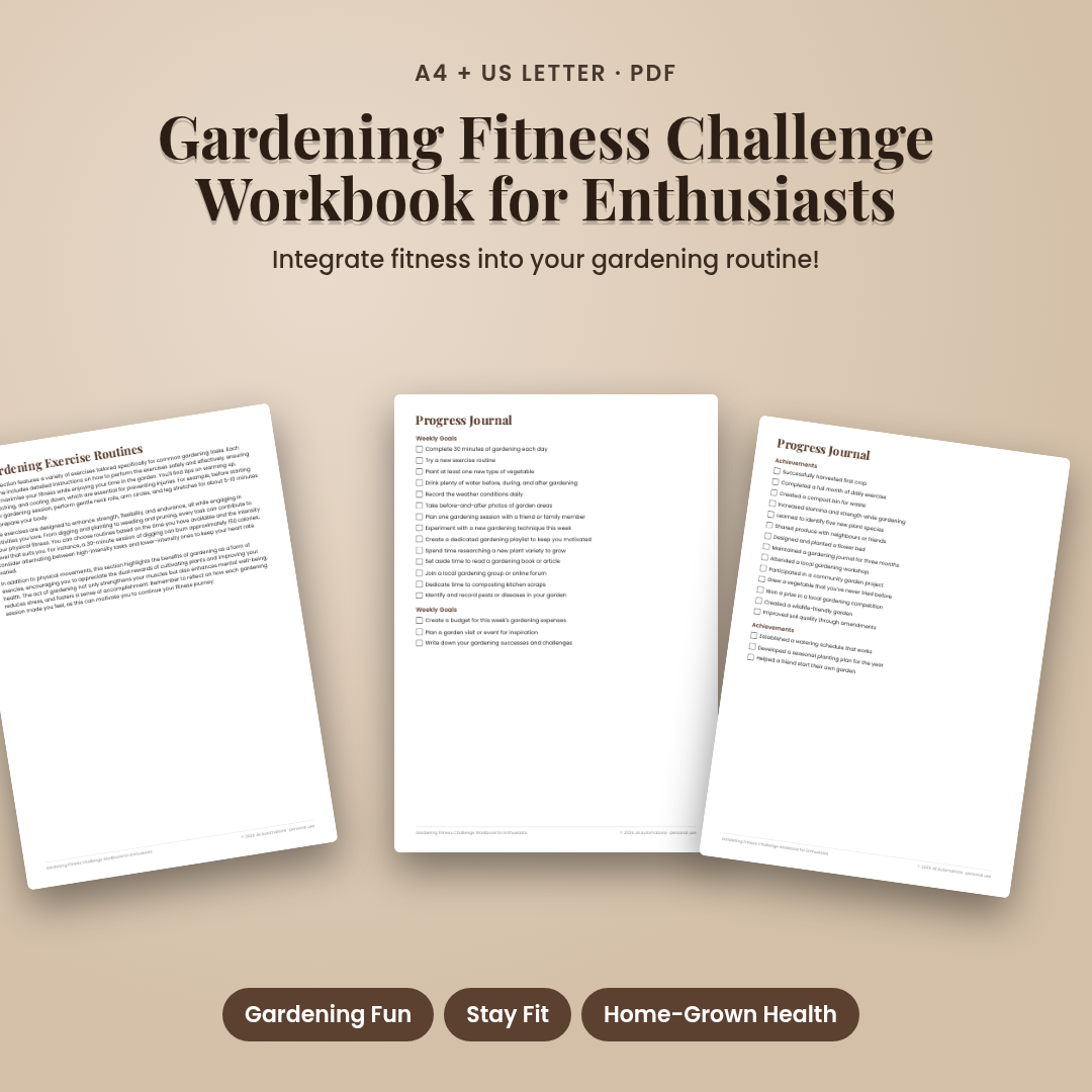Gardening Fitness Challenge Workbook for Enthusiasts