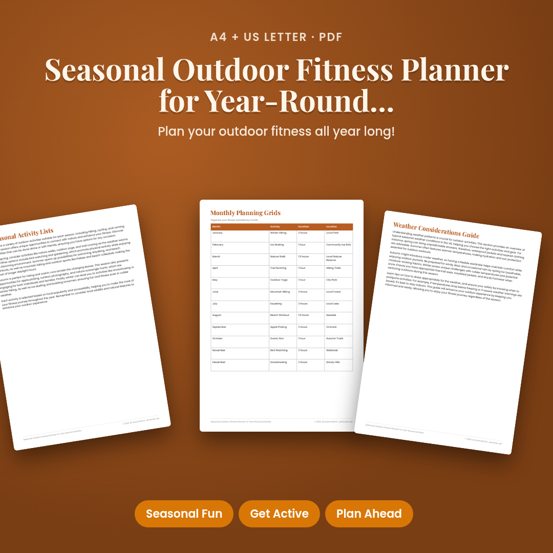 Seasonal Outdoor Fitness Planner for Year-Round Activities