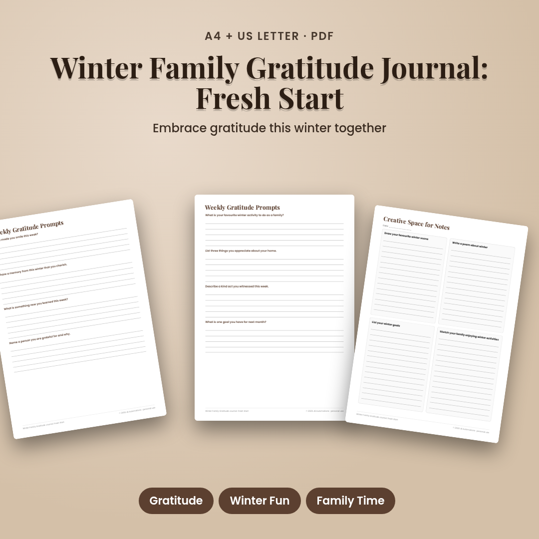 Winter Family Gratitude Journal: Fresh Start