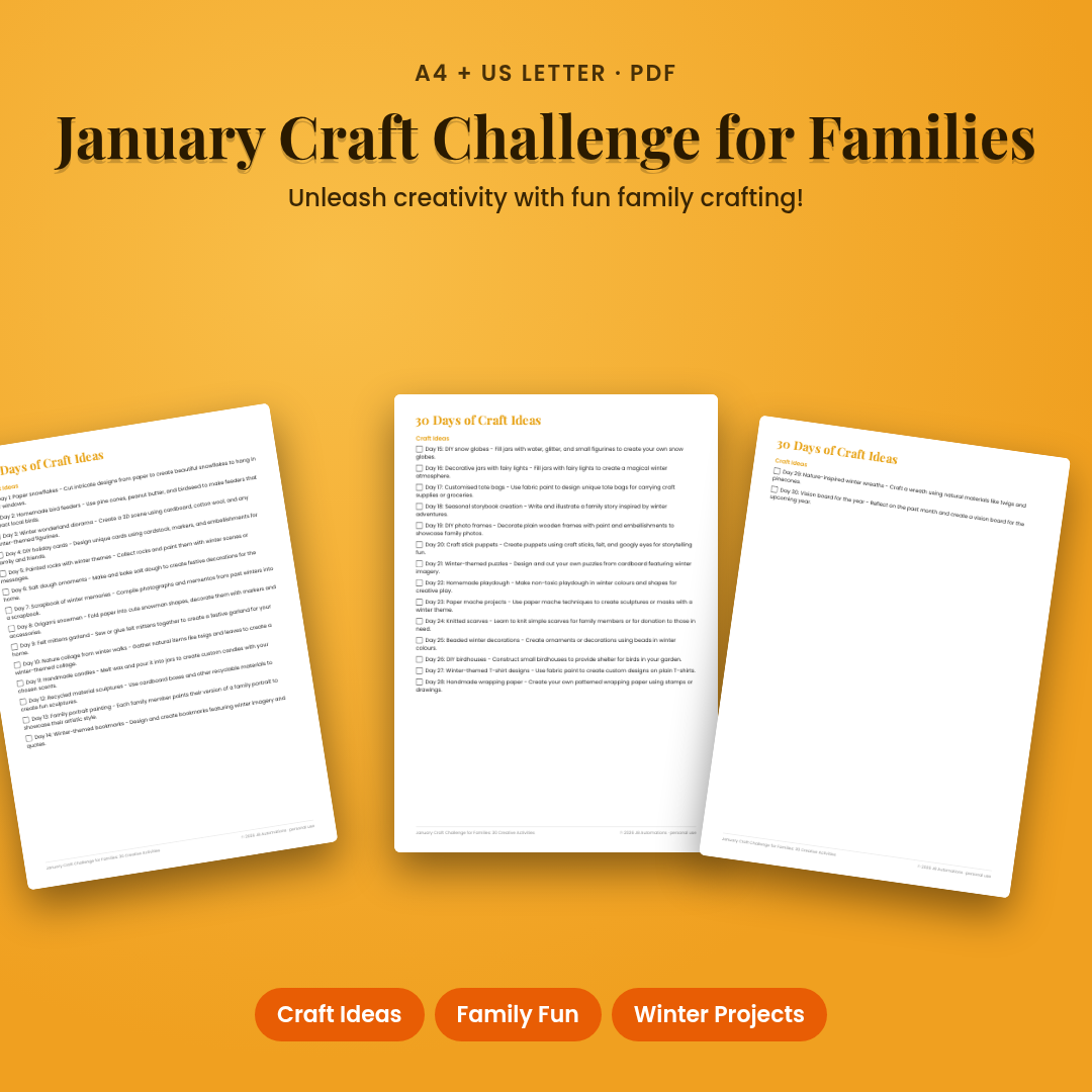 January Craft Challenge for Families: 30 Creative Activities