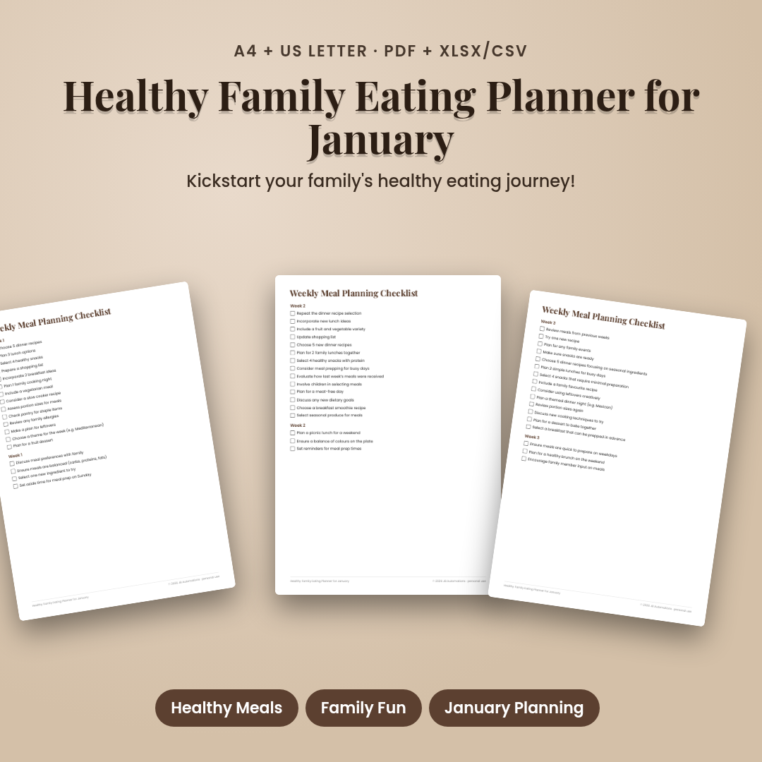 Healthy Family Eating Planner for January