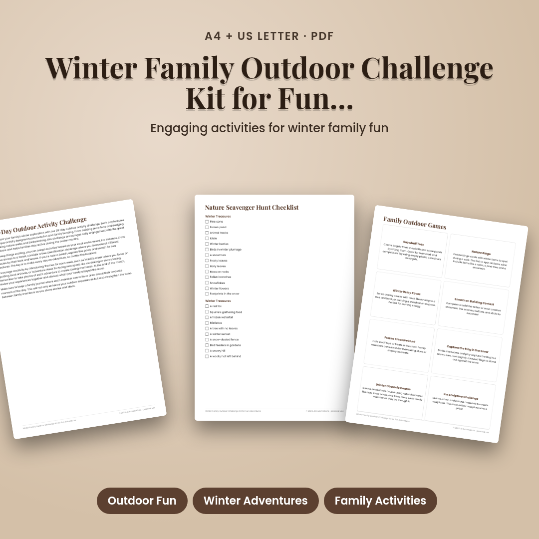 Winter Family Outdoor Challenge Kit for Fun Adventures