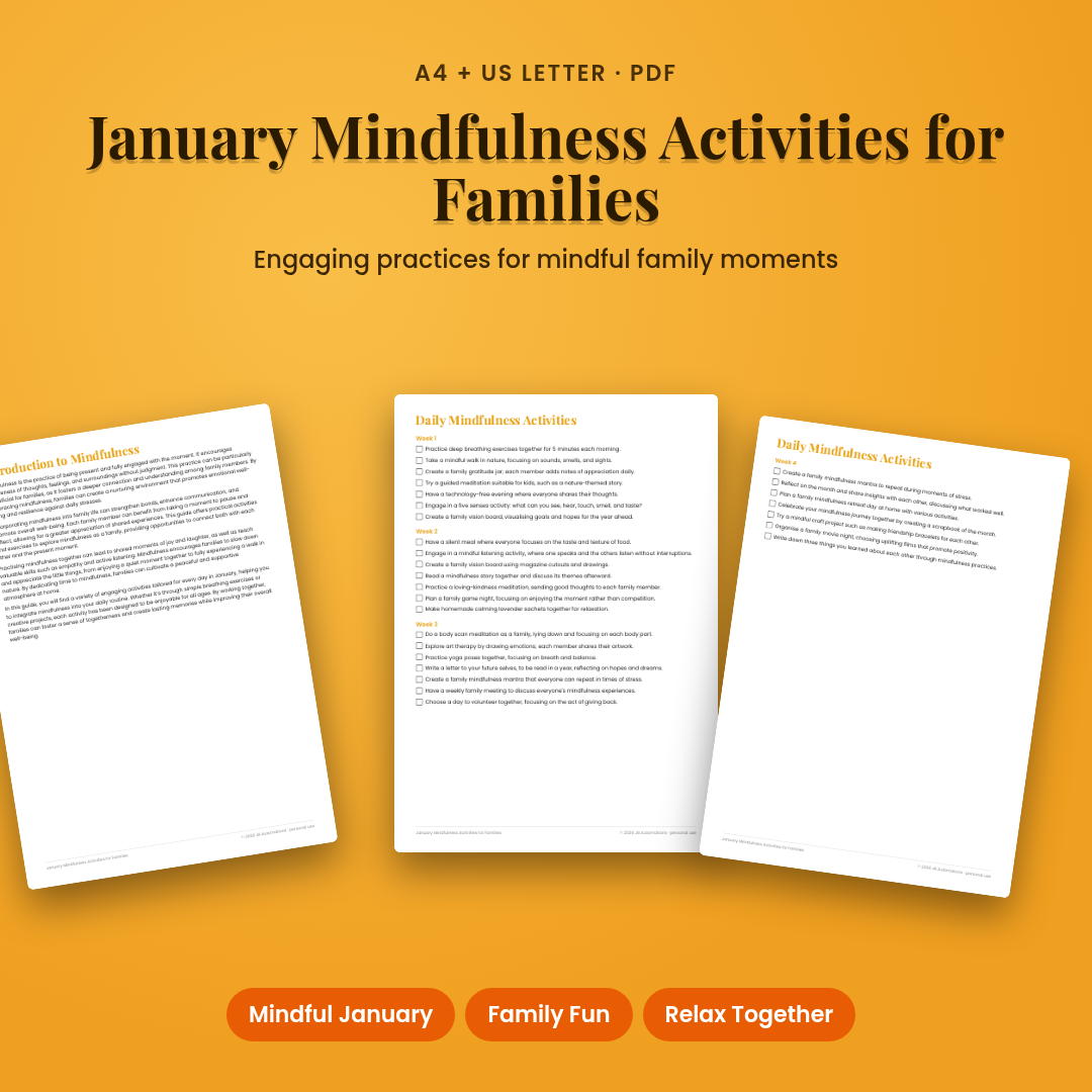 January Mindfulness Activities for Families