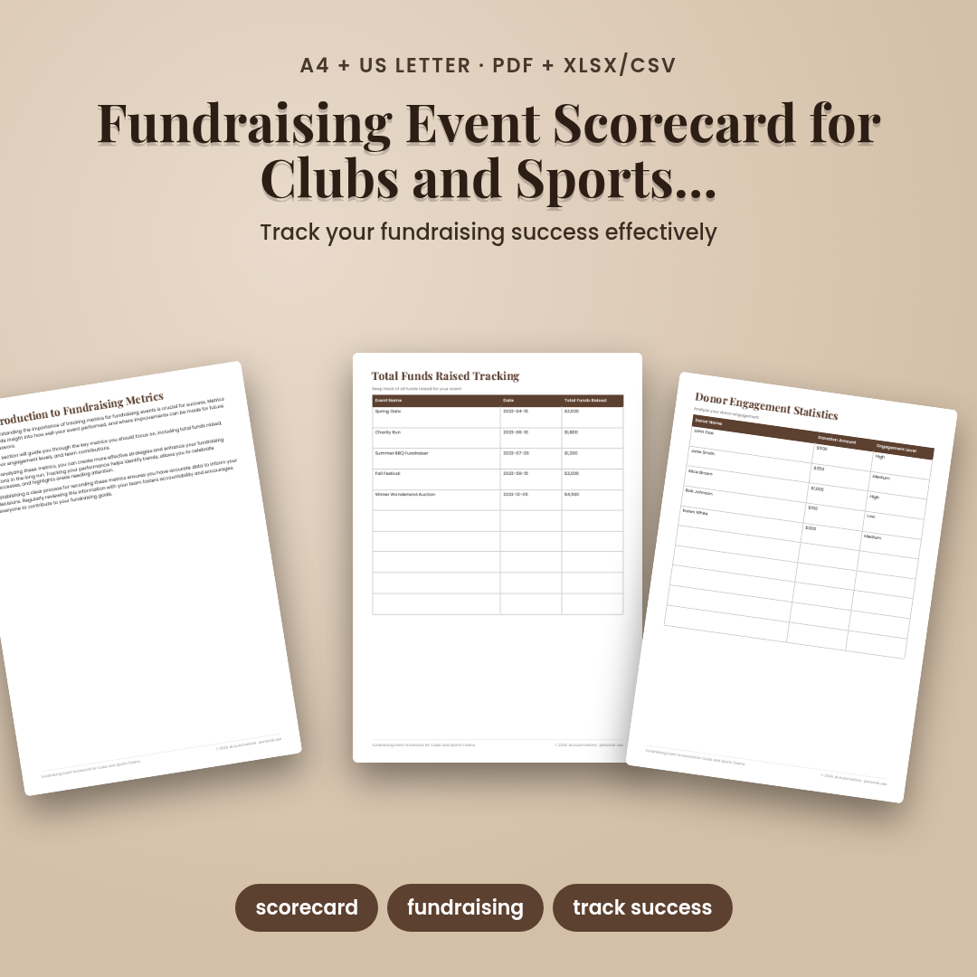 Fundraising Event Scorecard for Clubs and Sports Teams